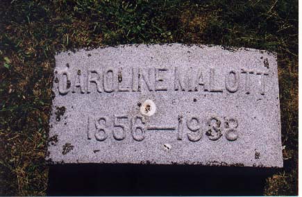 Headstone reading Caroline Malott 1856-1938