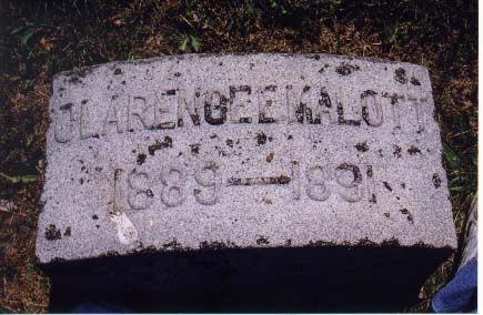 Headstone reading Clarence E. Malott 1889-1891