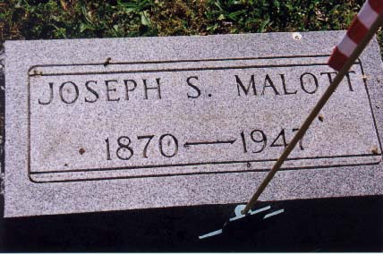 Headstone reading Joseph S. Malott 1870-1947
