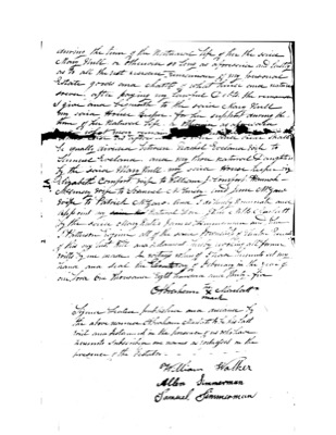 Handwritten second page of the 1835 will of Abraham Marlatt, ending with his mark and three witnesses' signatures