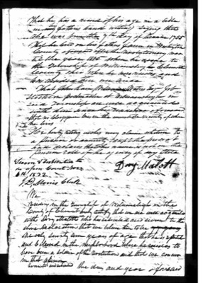 Handwritten page of Dory Malott's 1832 pension declaration, ending with his signature, Dory Malott