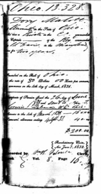Printed pension certificate record for Dory Malott of Clermont County, Ohio, number 13,328